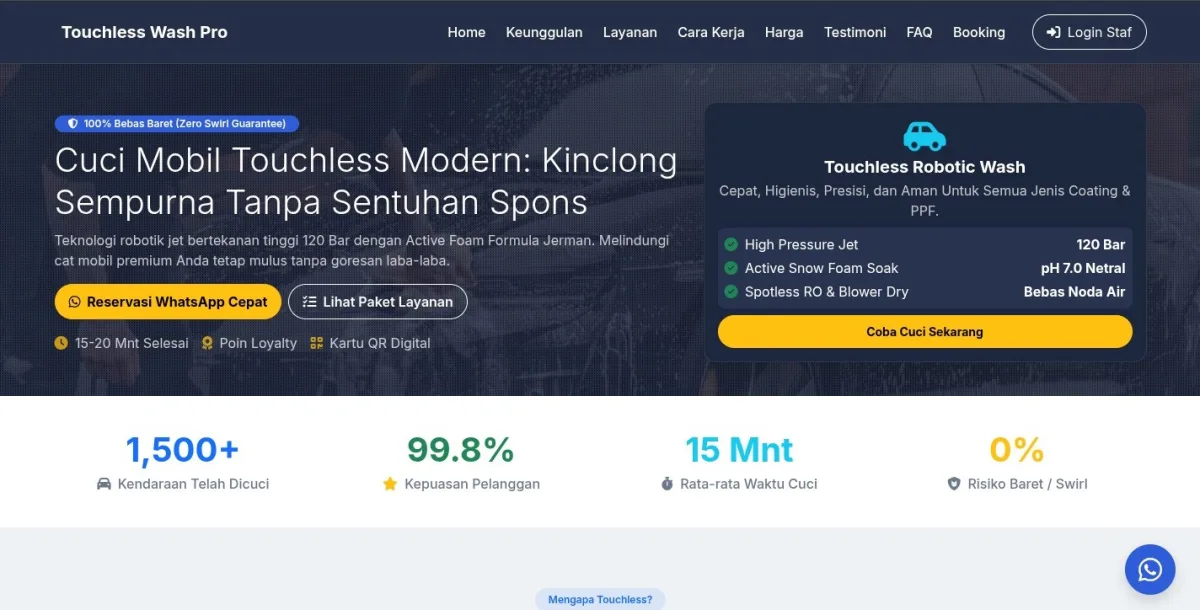 Sistem & Website Car Wash Modern untuk Bisnis Cuci Mobil Sukses